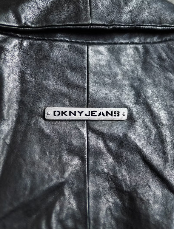 DKNY アイアンブランドジッパースーツシープスキンレザーアンティークシープスキン本革ジャケットレザージャケット 7枚目の画像