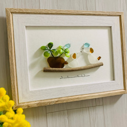 シーグラスアート インテリア雑貨 壁掛け 置物 北欧 観葉植物 ワン