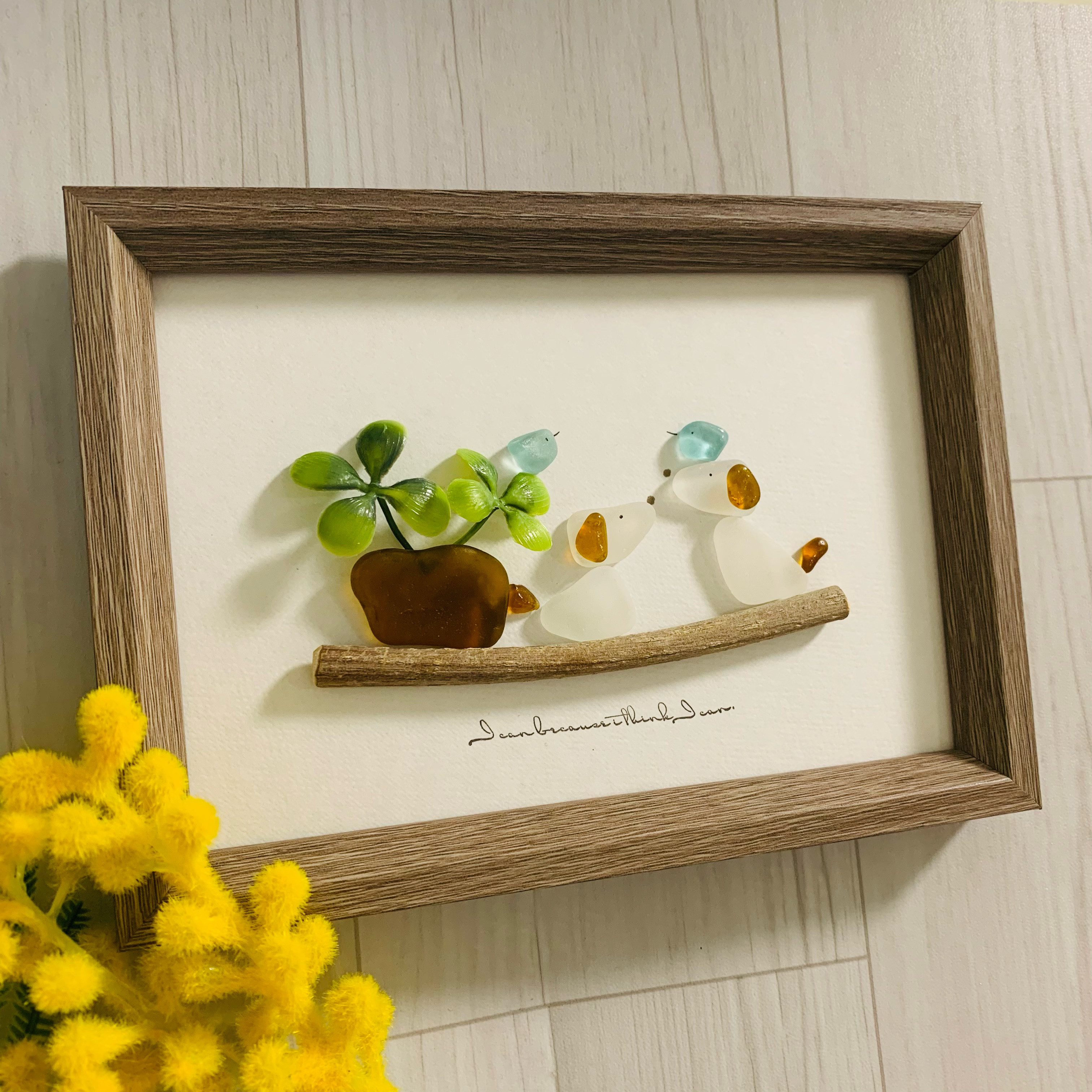 シーグラスアート インテリア雑貨 壁掛け 置物 北欧 観葉植物