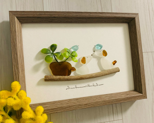 シーグラスアート インテリア雑貨 壁掛け 置物 北欧 観葉植物