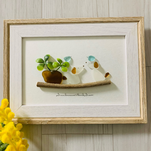 シーグラスアート インテリア雑貨 壁掛け 置物 北欧 観葉植物 シーグラスアート インテリア雑貨 壁掛け 置物 北欧 観葉植物 ワン