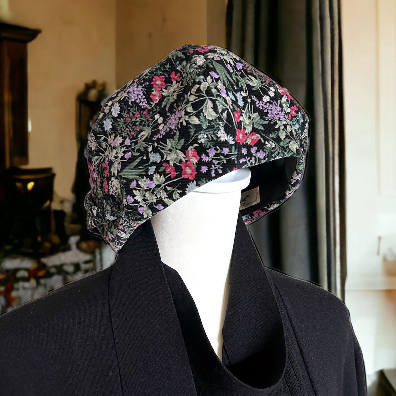 【プレゼンにオススメ】ほっこりベレー帽/リボンタック/ボタニカルフラワー/Mサイズ