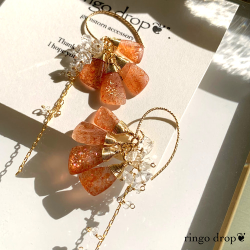 ✴︎自分らしく大胆に✴︎ 天然石ピアス＊サンストーン・ハーキマー 