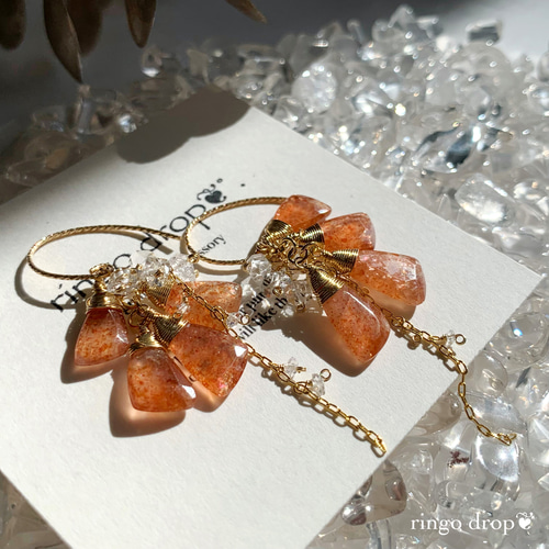 ✴︎自分らしく大胆に✴︎ 天然石ピアス＊サンストーン・ハーキマー 