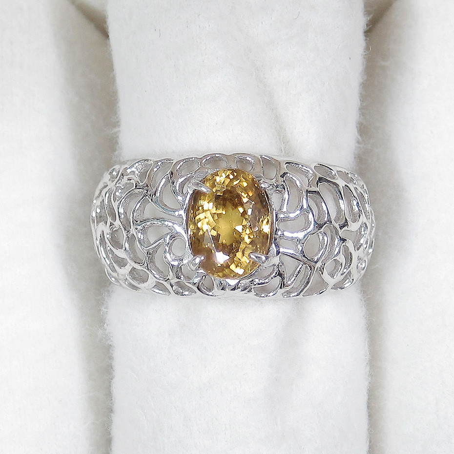 天然ジルコンとSV925の指輪（リングサイズ：9号、ロジウム、天然石、ロストワックス）