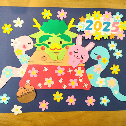 ラミネート可 新年 おおみそか 干支 巳年2025 画用紙 色紙