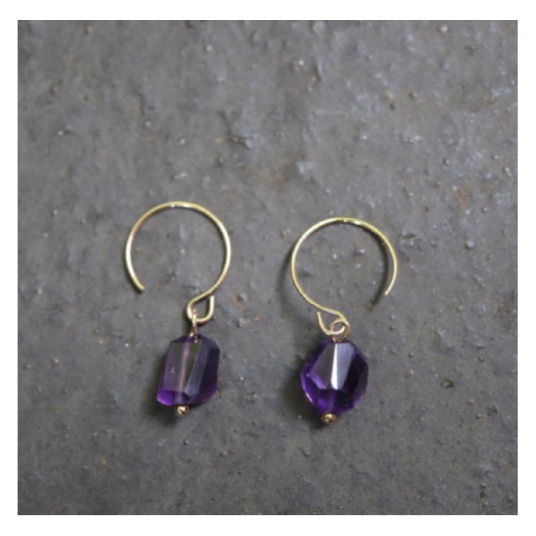 【14kgf】アメジスト　フックピアス
