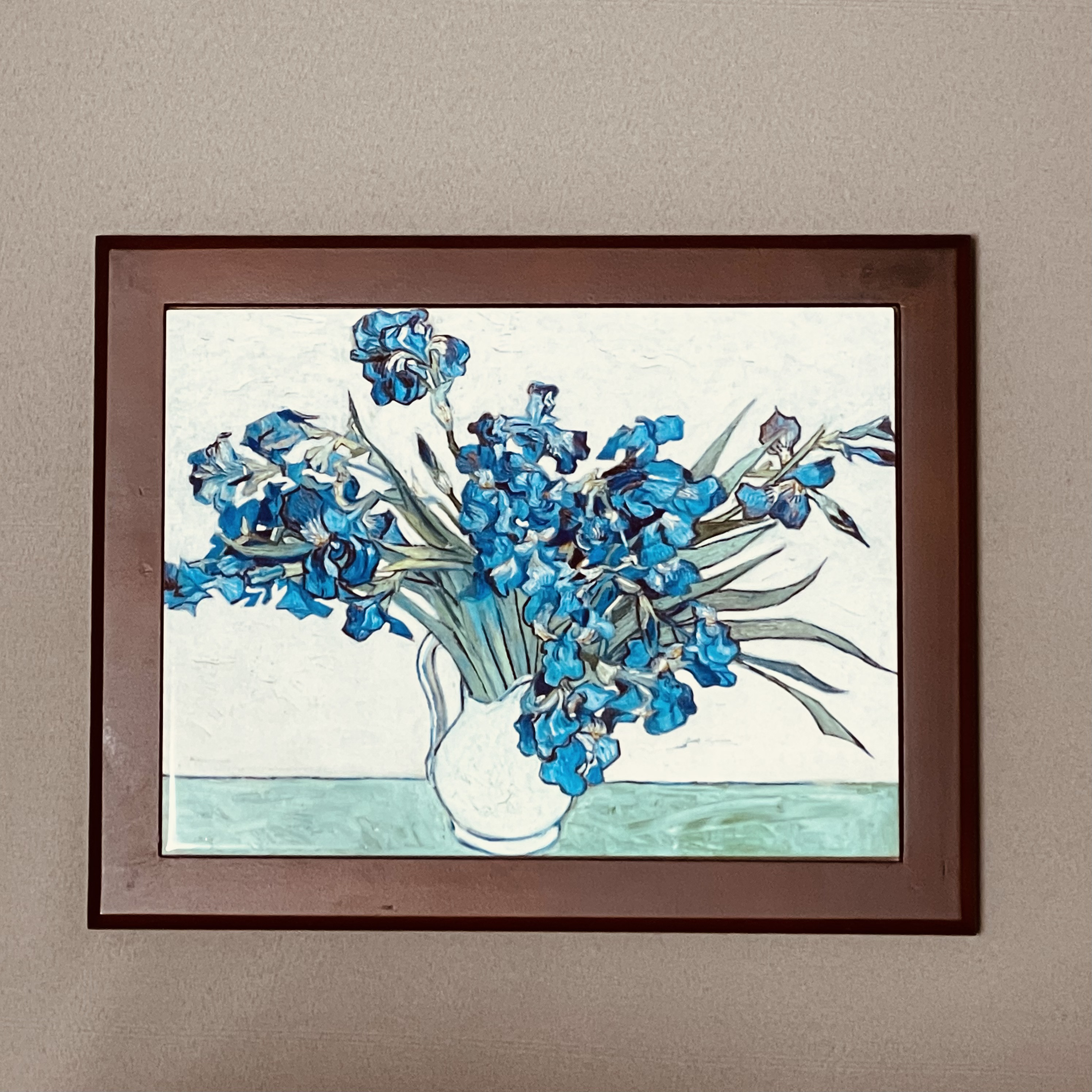 値下げ未使用美品ゴッホ【アイリス】タイル絵画 高級木額装