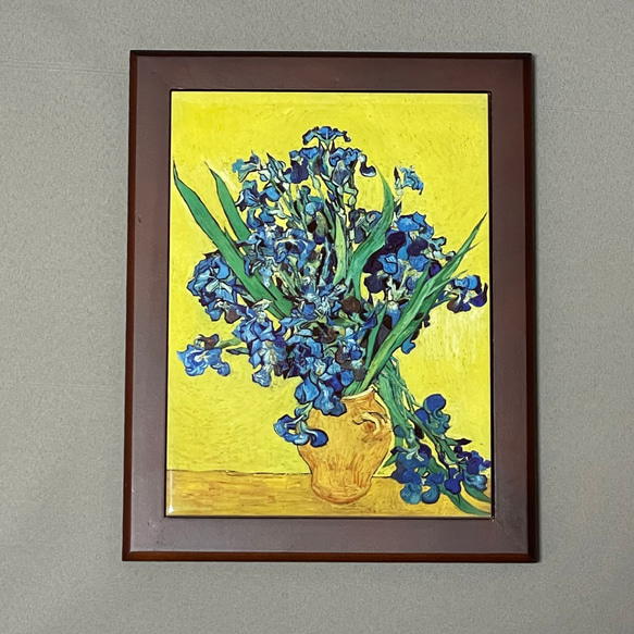 ゴッホ アイリス（黄色の背景バージョン）フォトタイル木製フレーム
