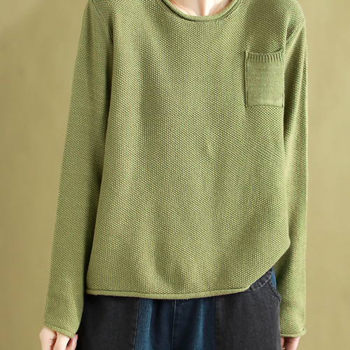 天竺編み オーバーサイズ 長袖 ニット セーター ウールライク アクリル