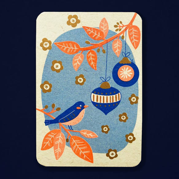 冬のグリーティングカード 封筒set -小鳥さん- 2枚目の画像