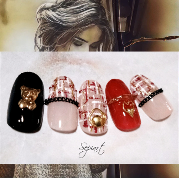 Amiページ ネイルチップ べっ甲 ニュアンス リングネイル ネイルチップ（つけ爪） あみ