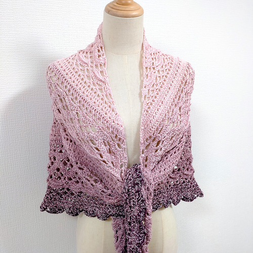 ショール 三角ショール ストール バレエショール コットン 手編み