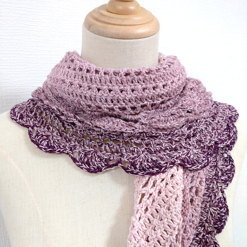 バレエショール　三角ショール　洗濯可　年中使用可能　手編み　グラデーション糸 三角ショール バレエショール ハート 年中使用可 洗濯可