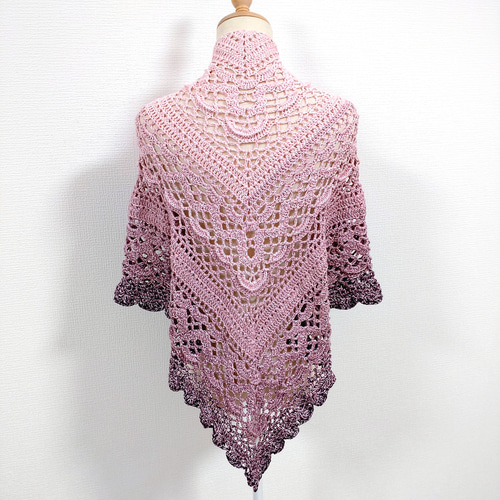 バレエショール　三角ショール　洗濯可　年中使用可能　手編み　グラデーション糸 ショール 三角ショール ストール バレエショール コットン