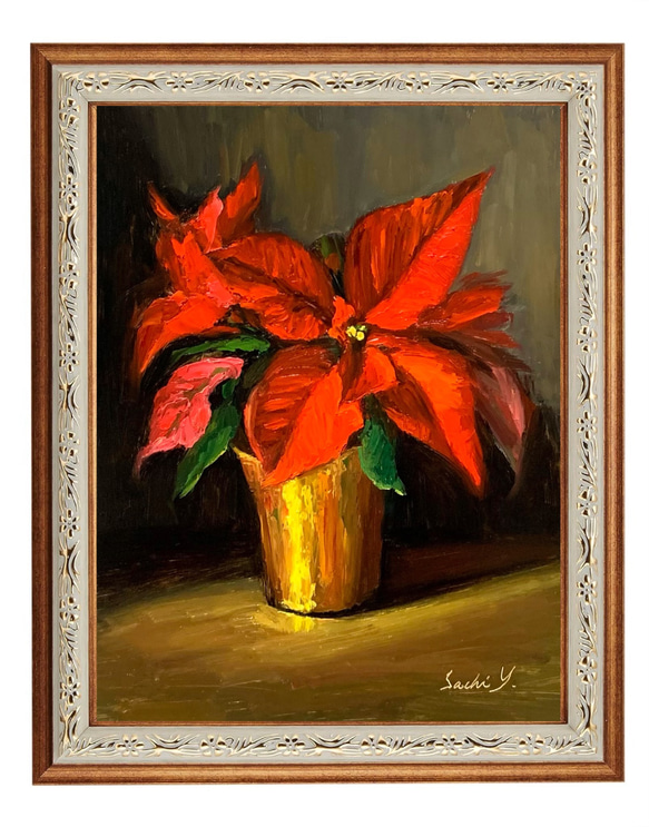 油彩画　Poinsettias 3枚目の画像