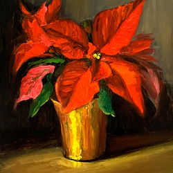 油彩画　Poinsettias 1枚目の画像