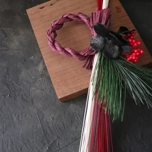 シンプルモダンな正月しめ縄飾り パープル しめ縄・しめ飾り bamboo+1