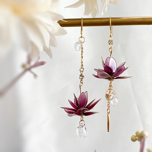蓮 京紫（ピンク） （フック）p1127 ピアス（フック・チェーン） Cuore