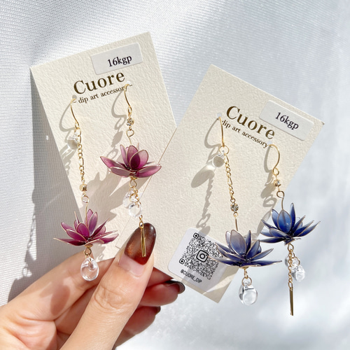 蓮 京紫（ピンク） （フック）p1127 ピアス（フック・チェーン） Cuore