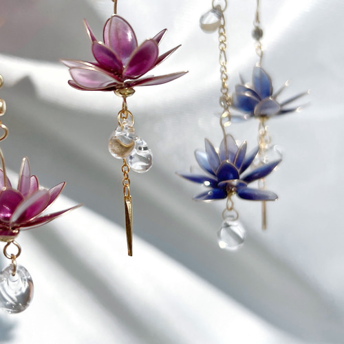 蓮 京紫（ピンク） （フック）p1127 ピアス（フック・チェーン） Cuore