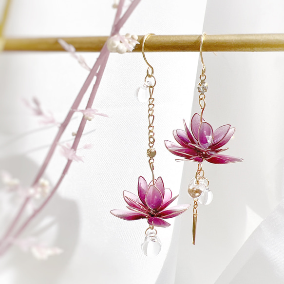 蓮 京紫（ピンク） （フック）p1127 ピアス（フック・チェーン） Cuore