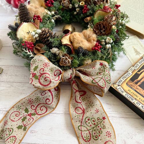 アダムとイブ 禁断の果実』クリスマスリース りんご ドライフラワー