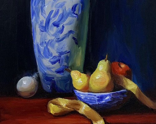 油彩画 Blue, Red and Gold 絵画 Sachi Yoshimoto Art 通販