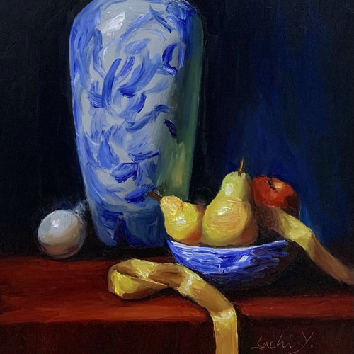 油彩画 Blue, Red and Gold 絵画 Sachi Yoshimoto Art 通販