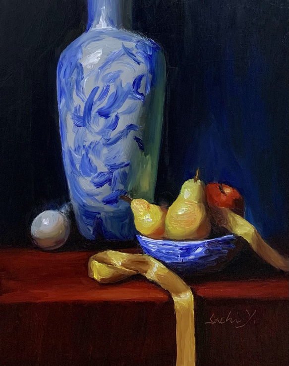 油彩画 Blue, Red and Gold 絵画 Sachi Yoshimoto Art 通販 16851900