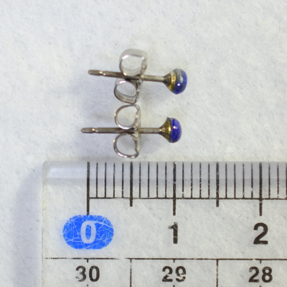 （1 件）青金石耳環（3 毫米，鈦耳環） 第5張的照片