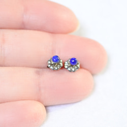 （1 件）青金石耳環（3 毫米，鈦耳環） 第4張的照片