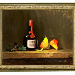 油彩画　Grand Marnier, Pears and Holly 2枚目の画像