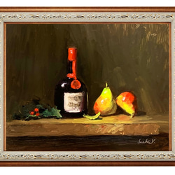 油彩画　Grand Marnier, Pears and Holly 3枚目の画像