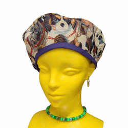 犬柄　ゴブラン織り　ベレー帽:オランダ生地 4枚目の画像