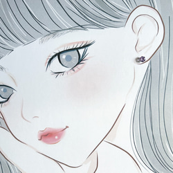 【大粒アメジストのシンプルな一粒スタッドピアス】薄紫/6mm/天然石/サージカルステンレス / つけっぱなしok 10枚目の画像