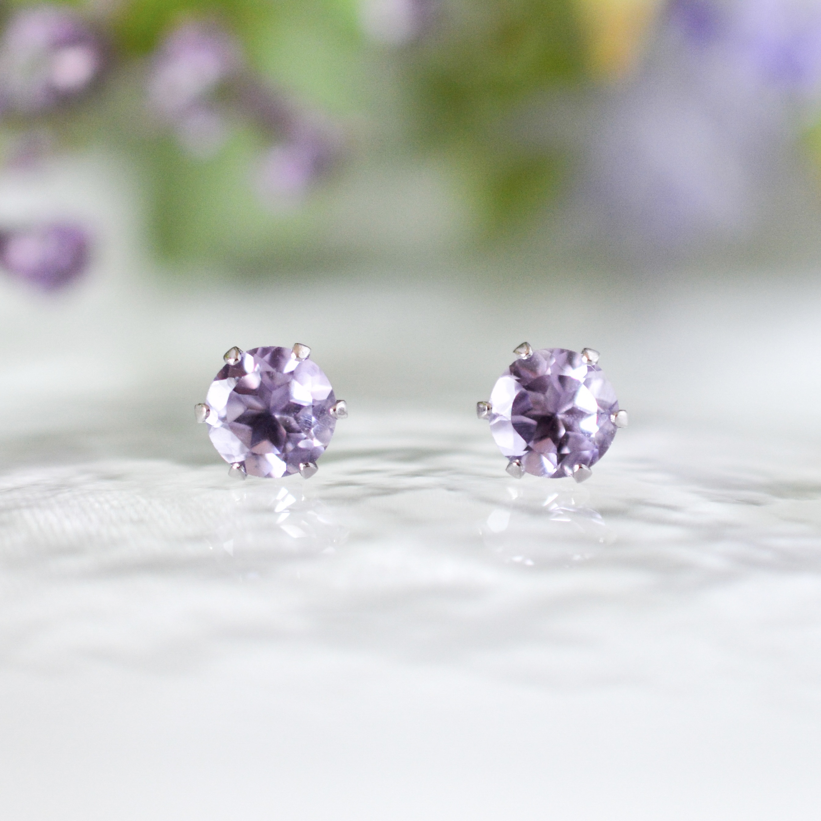 アメジスト D333 （シルバータイプ） 天然石&チェコビーズピアス