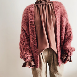 【送料無料】Hand knitted[手編み]スーパーキッドモヘア&アルパカカーディガン [Creema限定] 7枚目の画像