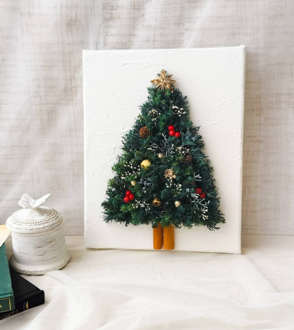 ✰再再販【メルマガ掲載】森からの贈り物　壁掛けクリスマスツリー　モルタル風アート　キャンバスツリー　クリスマスギフト 8枚目の画像