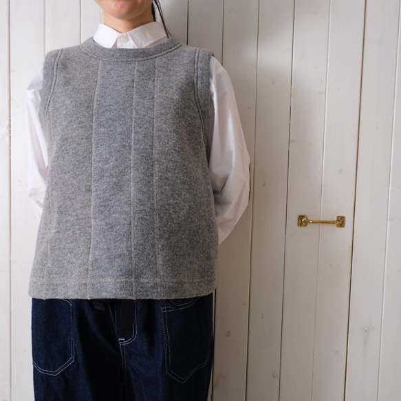 reversible wool knit patchwork vest stripe 第8張的照片