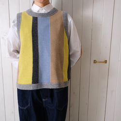 reversible wool knit patchwork vest stripe 第7張的照片