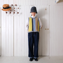 reversible wool knit patchwork vest stripe 第13張的照片