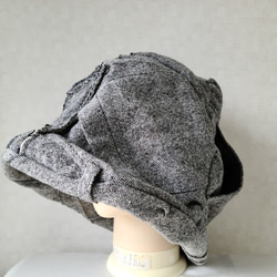 魅せる帽子☆ウールツィードパンツのリメイククロッシュ～グレー 3枚目の画像