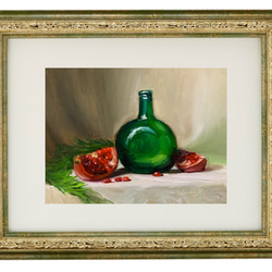 油彩画　Pomegranate and Green Glass 2枚目の画像