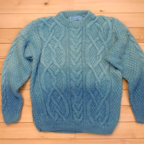 ヨーロッパ古着アランニット 藍染め 段染め フィッシャーマンセーター