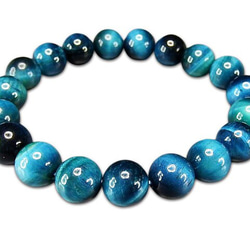 人気AA天然石マリンブルータイガーアイ約10mmブレスレット数珠