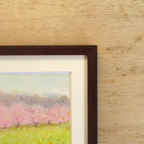 パステル画 菜の花畑と桜並木 （額付き 原画） 絵画 takiyo 通販