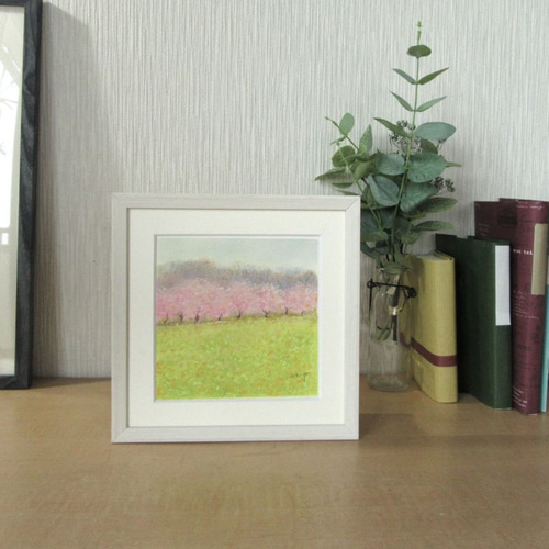 パステル画 菜の花畑と桜並木 （額付き 原画） 絵画 takiyo 通販