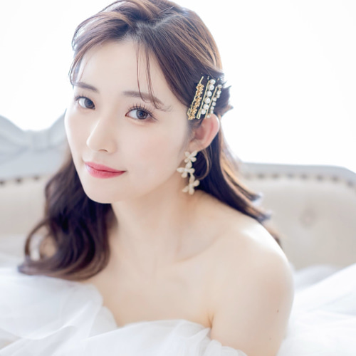 最適な材料 MA191ヘッドドレス ウェディング ゴールド 花 小枝 アレンジ ヘアアクセサリー