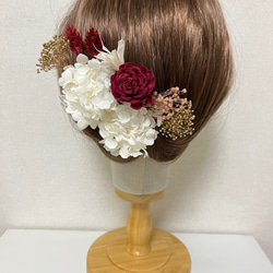 髪飾り ヘッドドレス 成人式 和装 振袖 ウェディング ドライフラワー ゴールド 2枚目の画像
